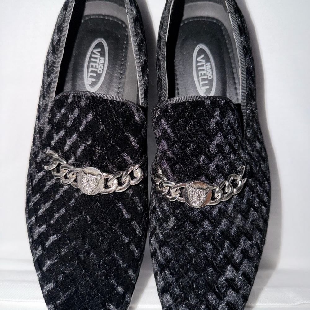 Men's Black Loafers with Silver Chain size 9M
